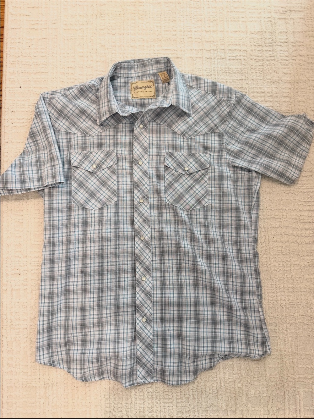 Wrangler Western Plaid Pearl Snap Short Sleeve Shirt Men’s Large